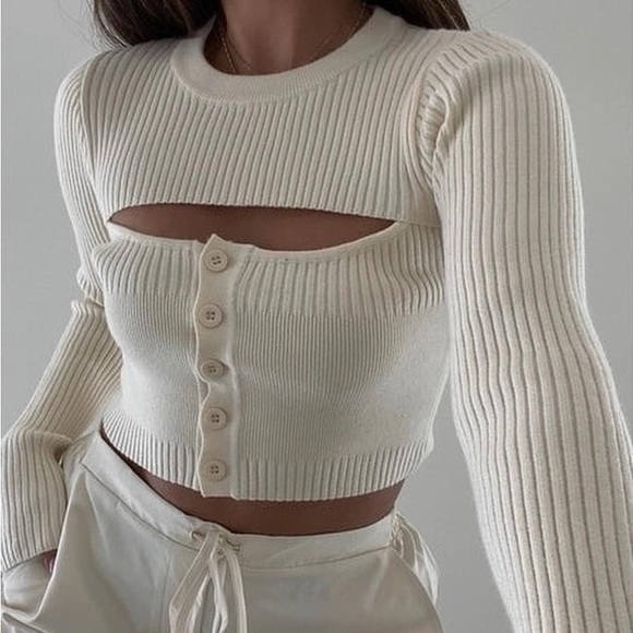 Cropped Open Front Sweater - Picture 1 of 4